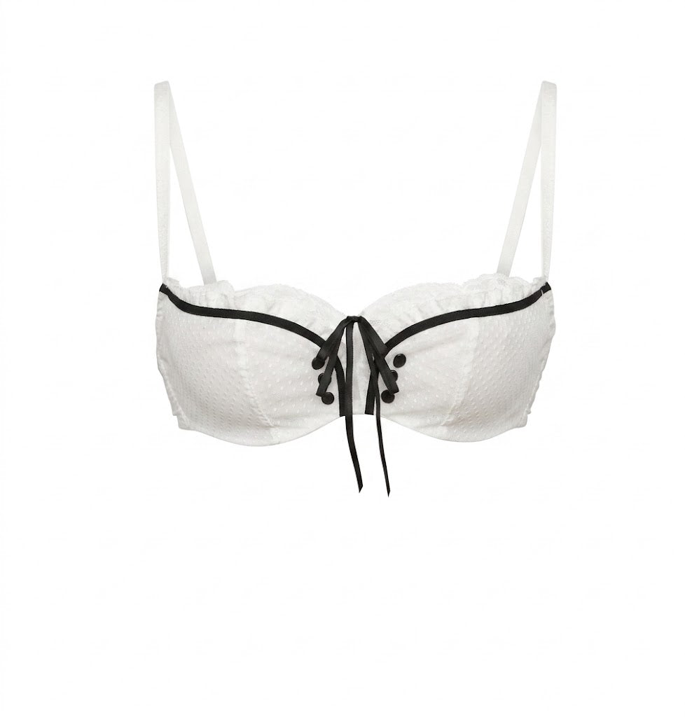 the chantal - organic silk bra in white
